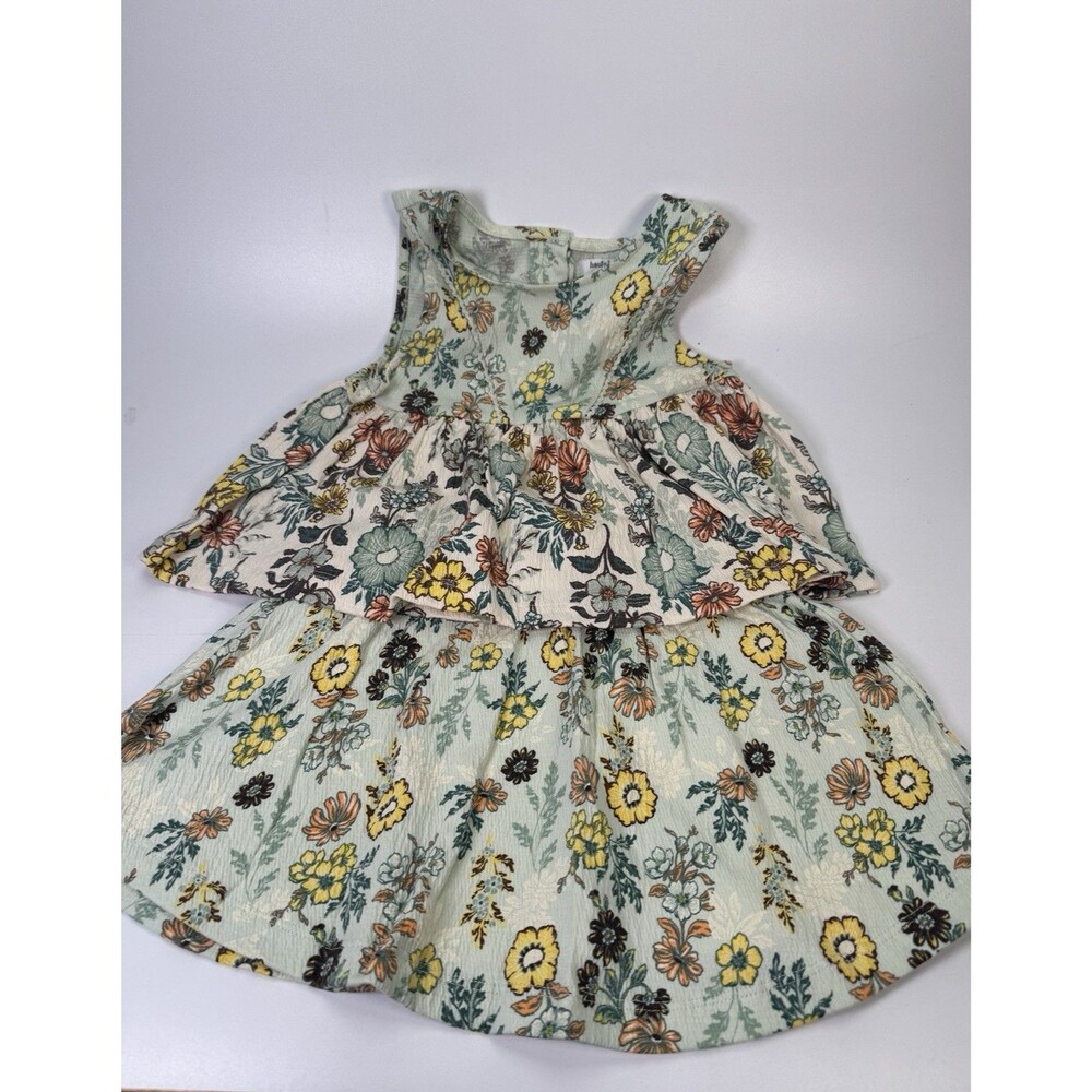 Haute Hippie Kids Girls Dress 5/6 Floral Tiered Boho Mint Green Summer Outfit